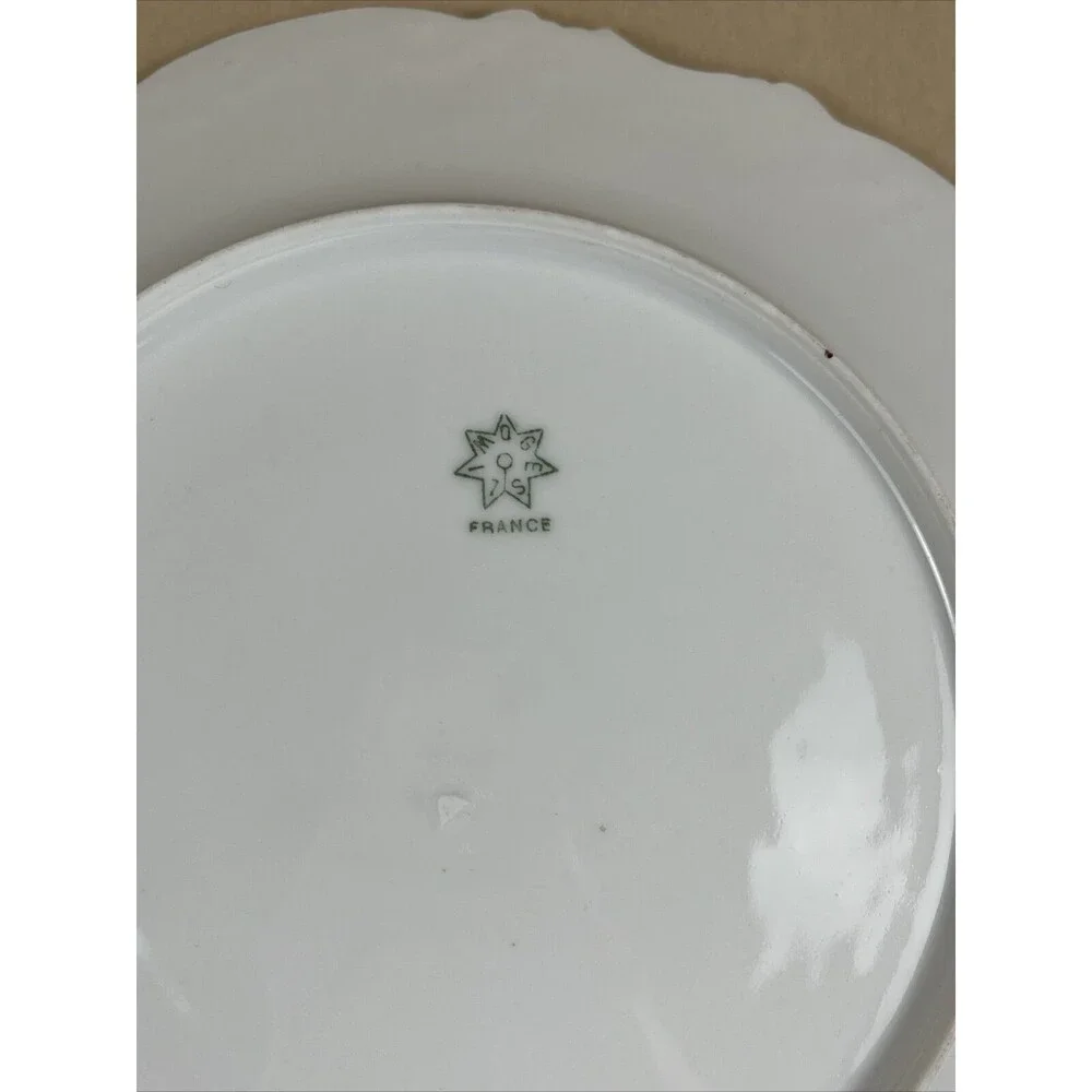 Vintage Pair Of Limoges Scalloped Hand Painted Floral‎ Plate 8.5